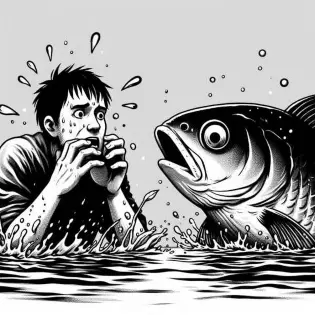 Phobias related to submechanophobia, a man afraid of water and fish.
